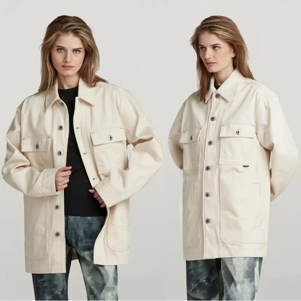 G-Star Raw Women's Relaxed Fit Chore Workwear Denim Jacket in ECRU White Medium